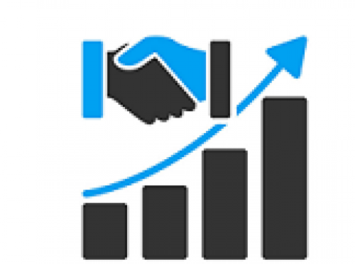 Small Business Handshake over graph showing positive growth